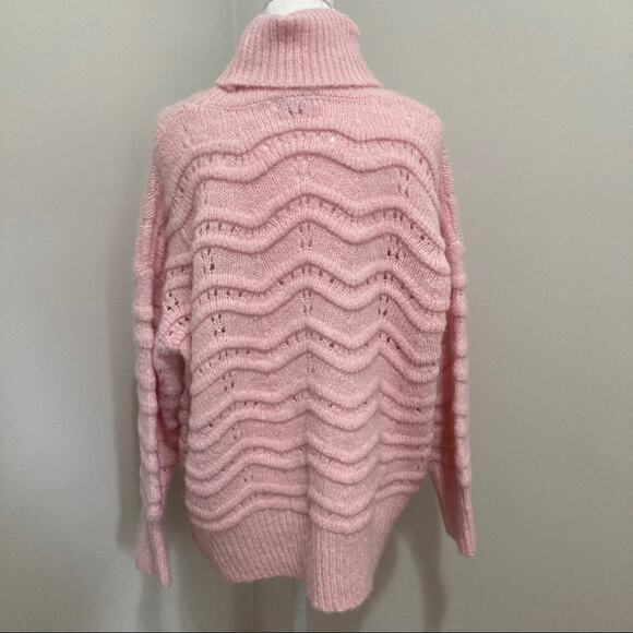 new FRNCH Y2K Sweater Pink Flowy Loose Cable Knit size S/M - Picture 5 of 8
